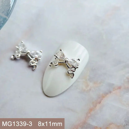 10pcs/lot Luxury No Fading Bow Butterfly Arc Nail Art Parts Zircon Crystal Manicure Nails Accesorios Supplies Decorations Charms