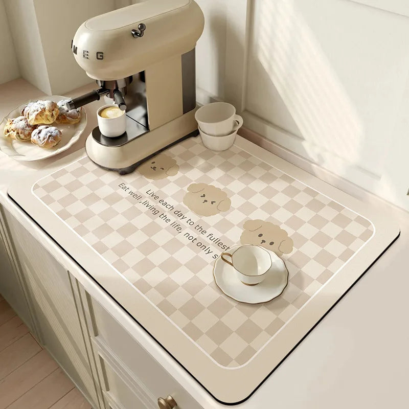 Super Absorbent Large Drying Mat – Anti‑Slip Quick‑Dry Pad for Kitchen, Coffee Station, Bathroom & Tableware