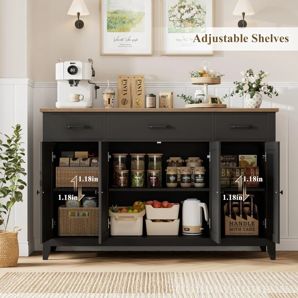 55" Farmhouse Sideboard – Black