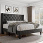 iPormis ull Size Platorm Bed e with Button Tuted board, Upholstered Bed e with Solid Wooden Slats, 8" Underbed Space, No Box Spr