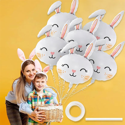 3/6Pcs Easter Rabbit Balloons, Giant Bunny Shaped Foil Balloons Happy Easter Balloon forEaster Party Decors Kids Birthday Party