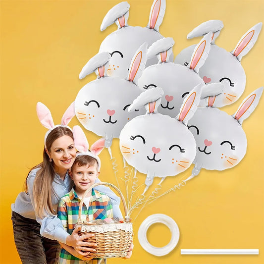 3/6Pcs Easter Rabbit Balloons, Giant Bunny Shaped Foil Balloons Happy Easter Balloon forEaster Party Decors Kids Birthday Party