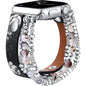 Leather Strap For Apple Watch Ultra 2 Band 49mm 40mm 46mm 41mm Women Elastic Beaded Bracelet Iwatch Series 10 9 8 7 6 SE 5 45mm
