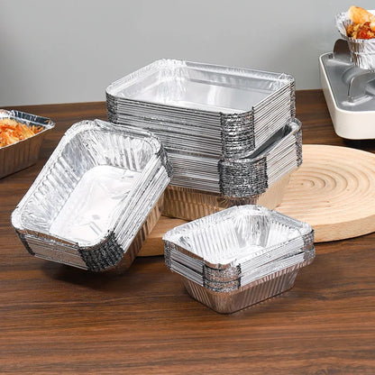 10‑Pack Rectangular Aluminum Foil Trays – Disposable Air Fryer & BBQ Food Containers
