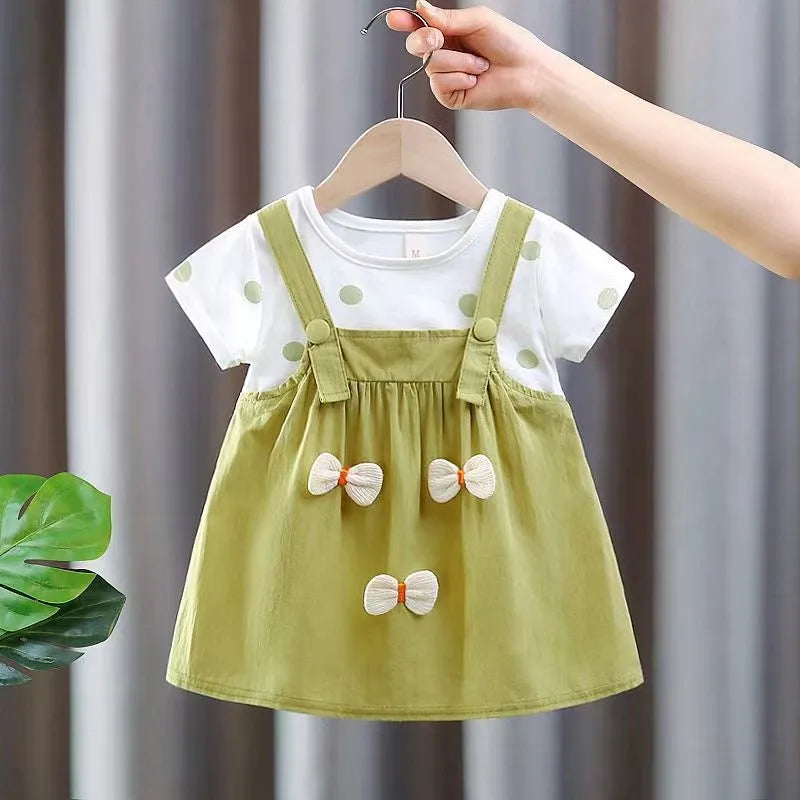 Baby Girl Polka Dot Dress – Summer Outfit with 3D Bow, Sweet Birthday Party Dress for Toddlers