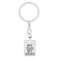 "MY DAD MY HERO" Keychain Necklace for Men Women Square Brand Carved Letter Pendant Chain Key Ring Accessories Father's Day Gift