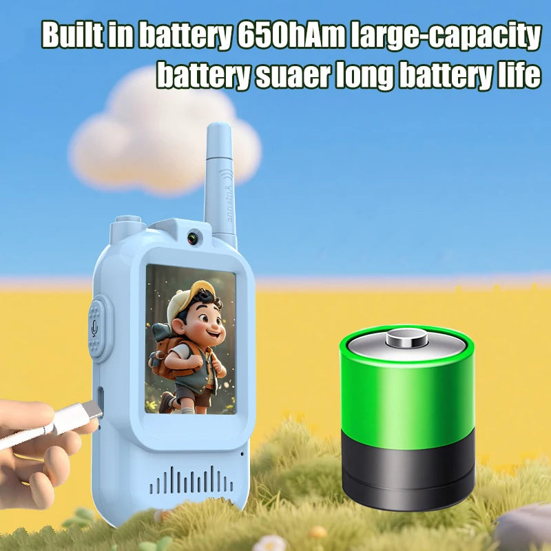 AIRITON Children's Video Walkie Talkies 2 Pack Rechargeable 2-inch High-definition Screen Voice Changer For Kids Gift Boys Girls