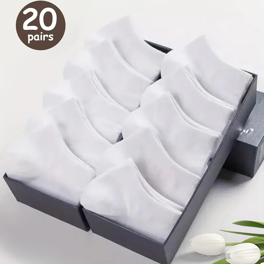 10/20/40 Pairs Men's Boat Socks Sweat Absorption Ankle