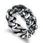 U7 Stainless Steel Big Skull Rings for Man Woman Size 7-14 Cross 3D Skeleton Cuban Chain Celtic Knot Pattern Gothic Punk Jewelry