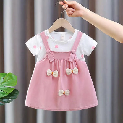 Baby Girl Polka Dot Dress – Summer Outfit with 3D Bow, Sweet Birthday Party Dress for Toddlers