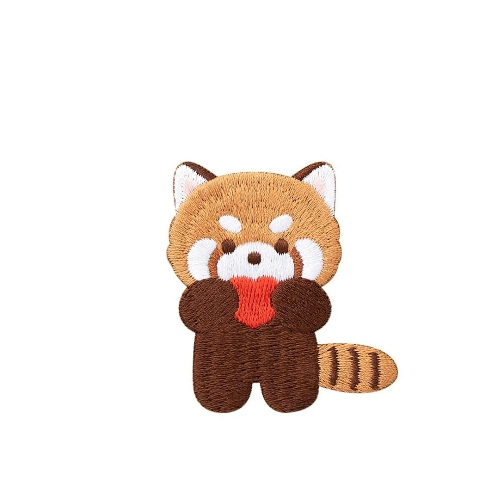 Cute Red Panda Embroidered Patch – Iron‑On Sticker for Kids Clothes
