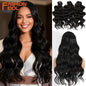 FASHION IDOL 24inch 300g/3pcs Deep Wave Crochet Hair Synthetic Water Wave Braiding Hair Ombre Rainbow color Fake Hair Extensions