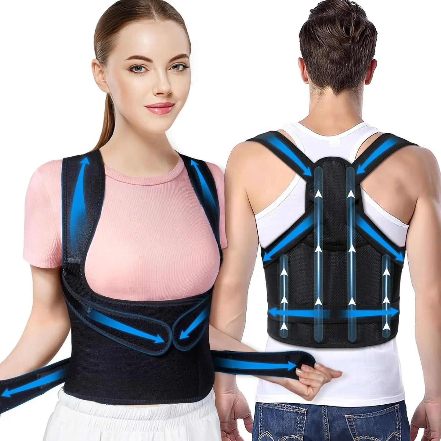 Back Brace Posture Support for Women and Men, Shoulder Straightener, Adjustable Full Back Support, Upper and Lower Back  Brace