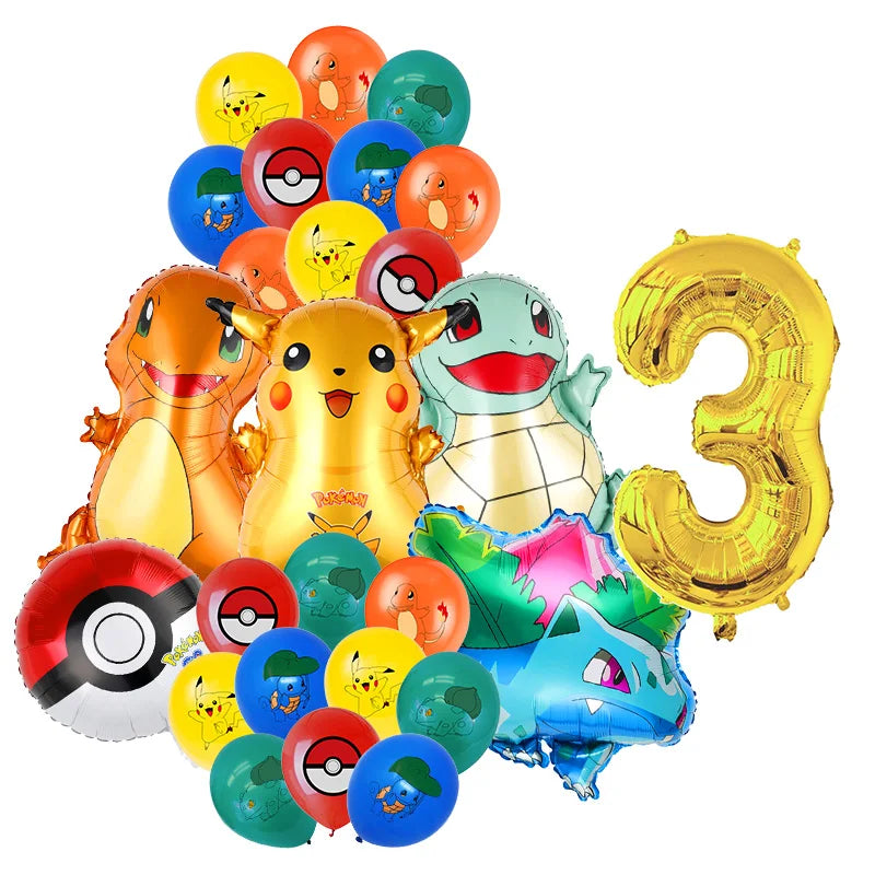 Classical Pikachu Birthday Party Decoration Set (Backdrop · Balloons · Tableware · Kids Event Supplies)
