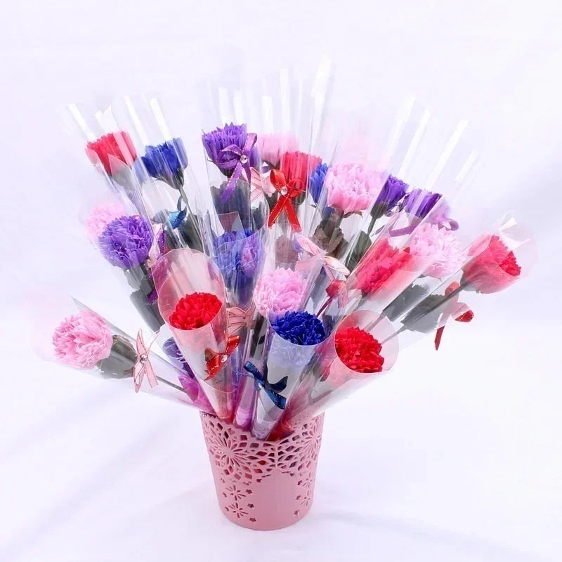 8pcs/lot Artificial Bath Carnation Soap Flowers Mother's Day Gift Party Decoration Valentine's Day Gift