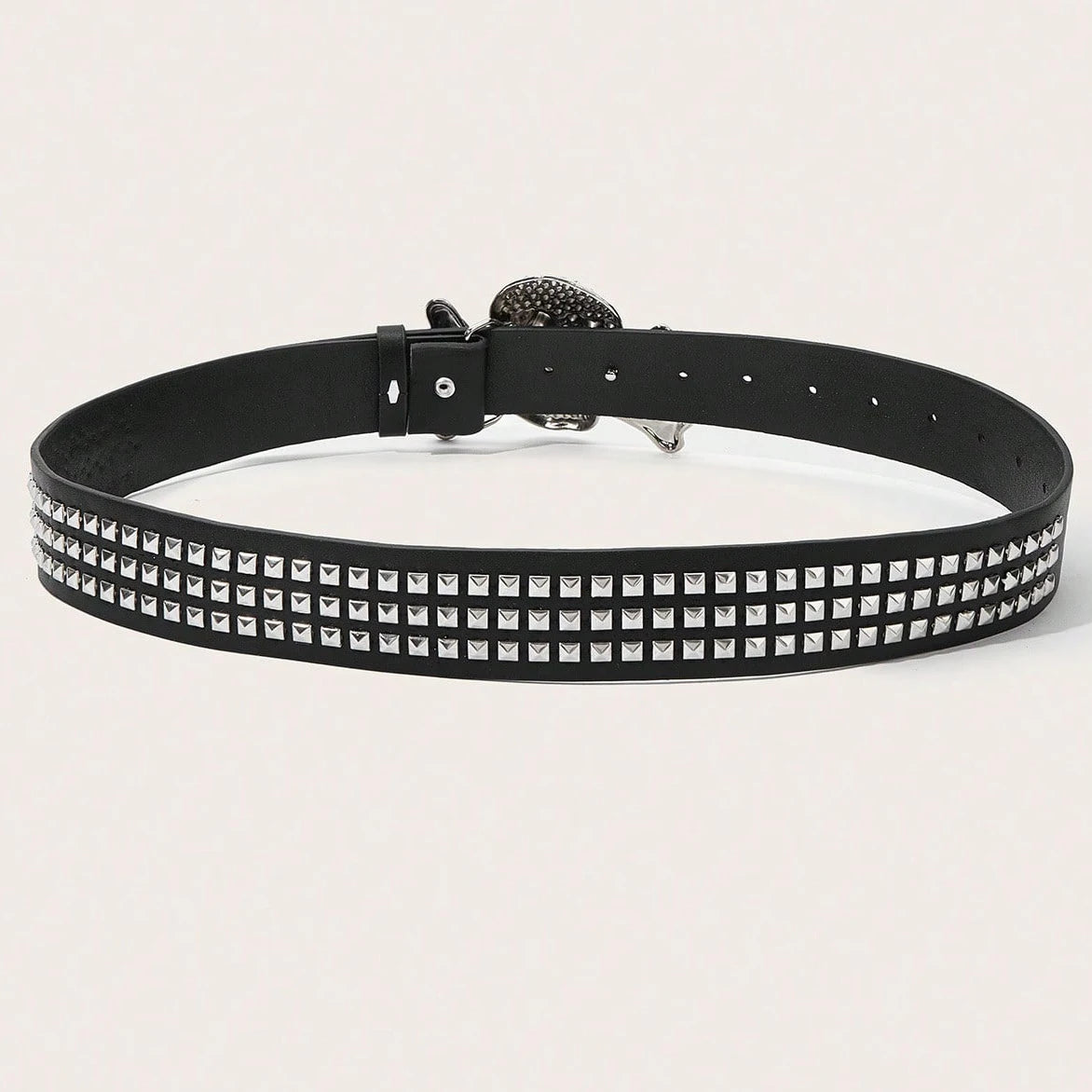 Gothic Skull Rhinestone Buckle Belt – Punk Y2K Rivet Hip‑Hop Accessory for Men & Women