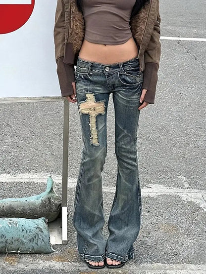 Harajuku Low Rise Flared Denim Pants