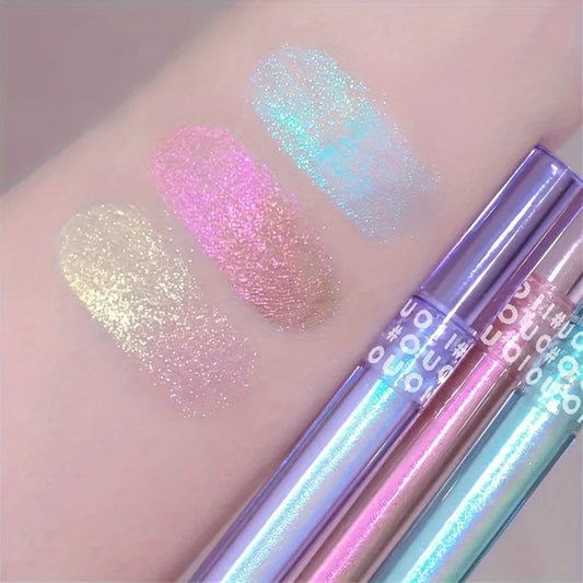 3pcs Set - 3 Colors Chameleon Eyeshadow: Pink, Micro Glitter Purple, Cyan, Chameleon Glitter  Long Lasting
