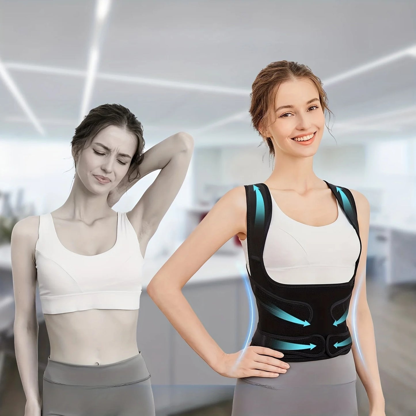 Posture Corrector for Women,Invisible Lightweight Adjustable Back Brace for Upper and Lower Back Pain Relief, Hunchback, Hump