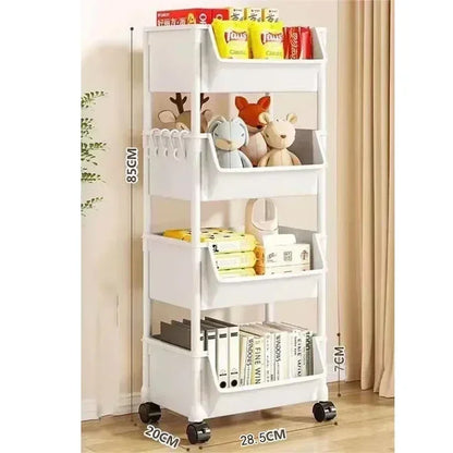 Mobile Multi‑Layer Bookshelf & Bathroom Trolley w/ Wheels