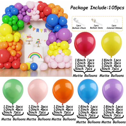 Colorful Rainbow Matte Balloons Garland Arch Kit DIY Latex Happy Birthday Party Balloons Supplies Girl Wedding Decoration Golobs