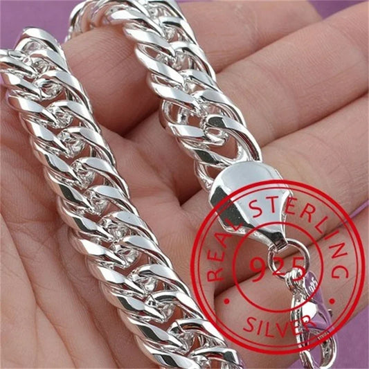 Fine 925 Sterling Silver Solid Chain Bracelet For Women Men Charm Party Gift Wedding party Fashion Jewelry