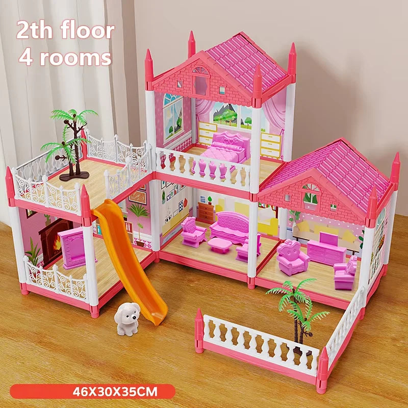 3D Assembly Diy Mini Toy House Accessories Villa Princess Castle Girl Birthday Gift Assembly Toy House