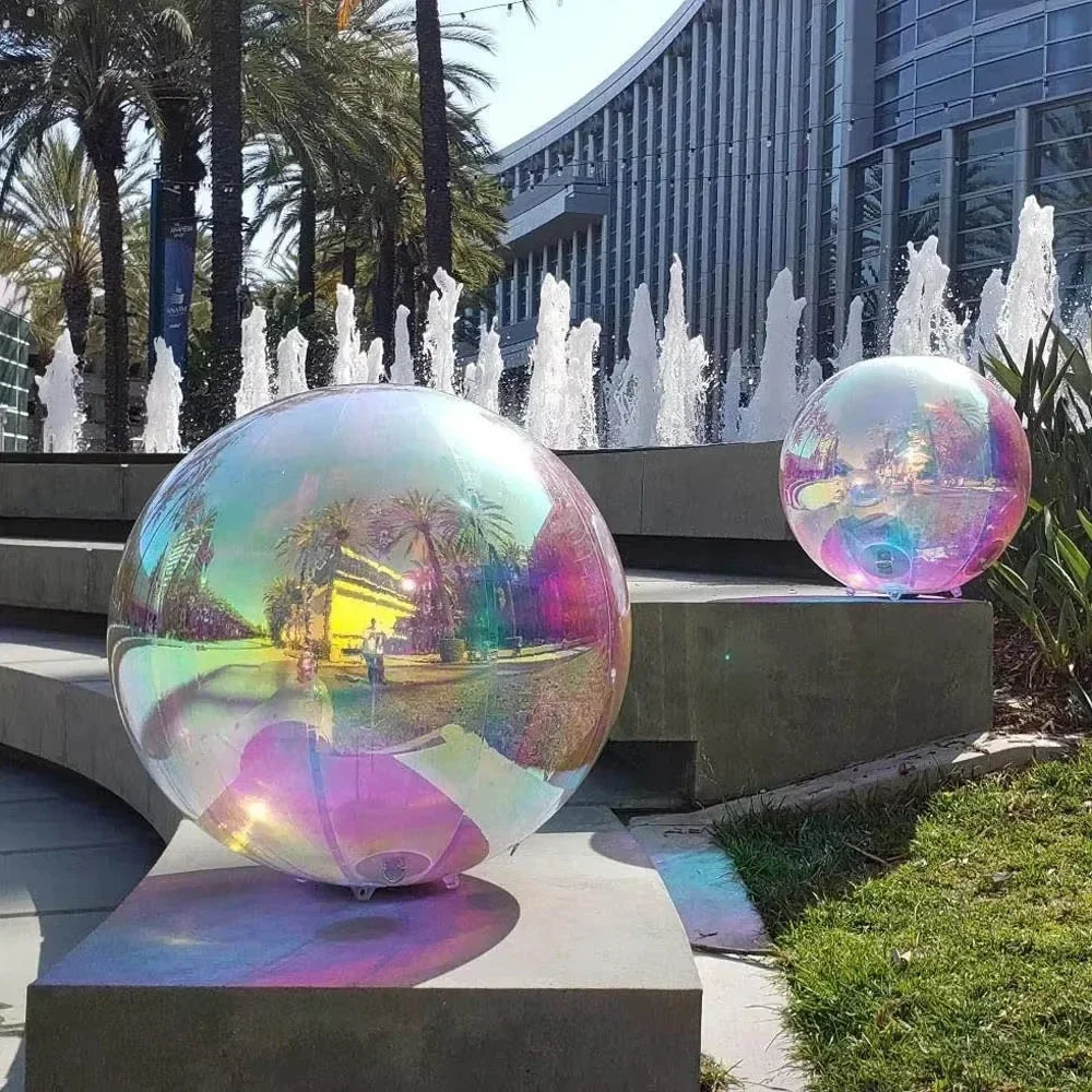 Iridescent Inflatable Mirror Ball Big Shiny Balls Airtight Giant Mirror Balloon Large PVC Sealed Sphere For Wedding Decoration