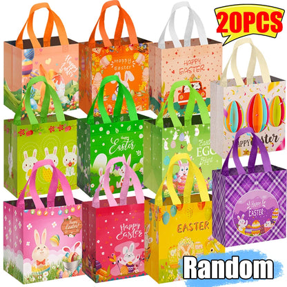 Easter Tote Gift Bags Creative Cartoon Rabbit Egg Basket Pattern Laminating Nonwoven Tote Bags Eco-Friendly Mall Shopping Bags
