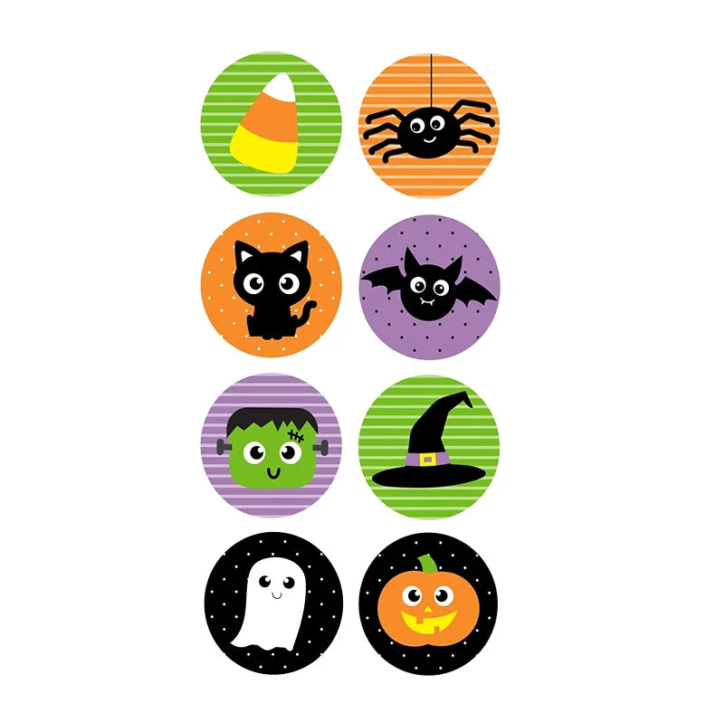 100-500pcs Halloween Black Bat DIY Round Stickers Sealing Packaging Stickers Halloween Gift Decoration 8 Spooky designs