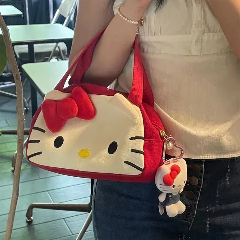 Hello Kitty Plush Storage Shoulder Bag (Cute Cartoon, Large Capacity)