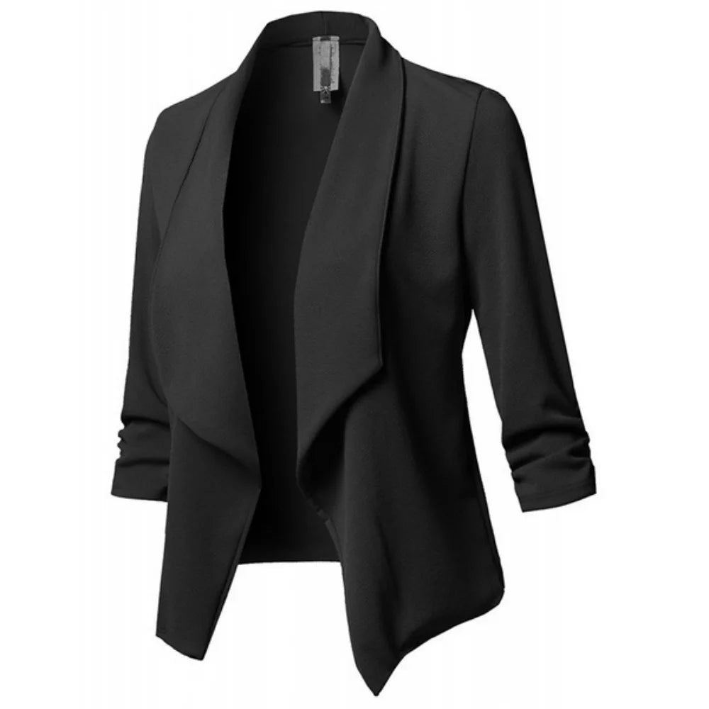 Women’s Open‑Front Slim Blazer – Long Sleeve Office Cardigan