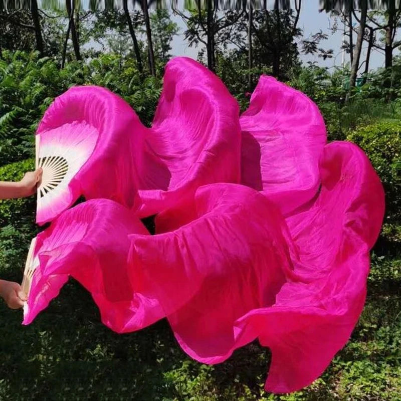 150cm Long Bamboo Silk Veil Fan With LED Light   Stage Performance Dance Costumes