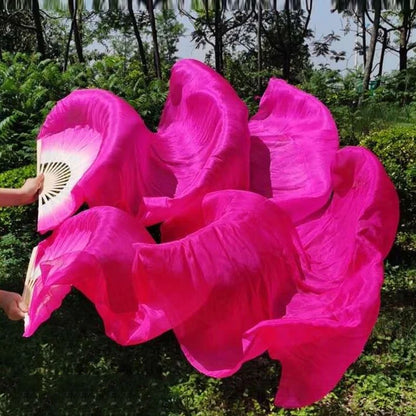 150cm Long Bamboo Silk Veil Fan With LED Light   Stage Performance Dance Costumes