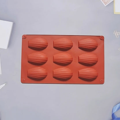 1/2‑Pack Silicone 9‑Cavity Madeleine Mold