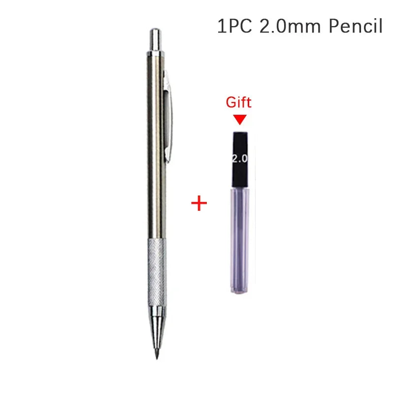 Full Metal Automatic Mechanical Pencil Set (0.3 -0.5 -0.7 -0.9 -1.3 -2.0mm)