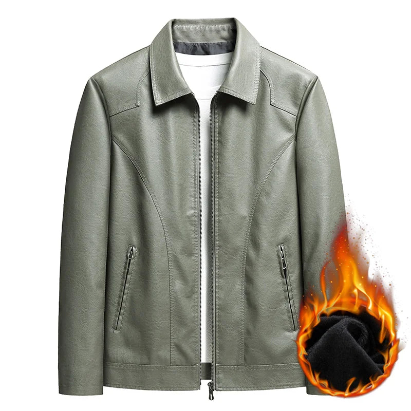 Men’s Retro Fleece Leather Jacket (Plus Size)