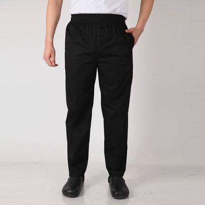 Men Work Wear Restaurant Kitchen Elastic Waist Pants