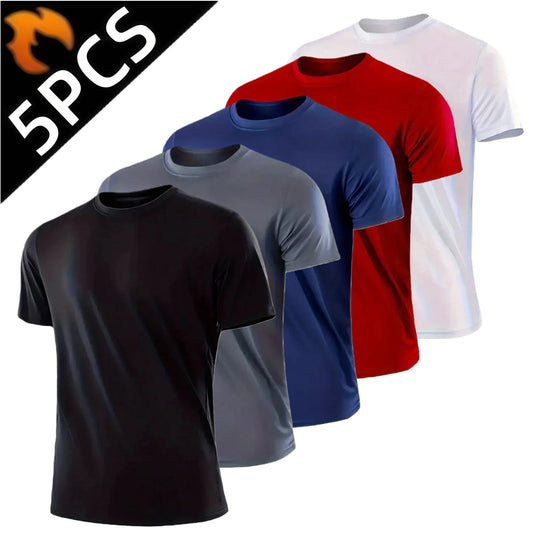 Men’s 5‑Pack Quick‑Dry Sports T‑Shirts – Short Sleeve, Moisture‑Wicking, Lightweight
