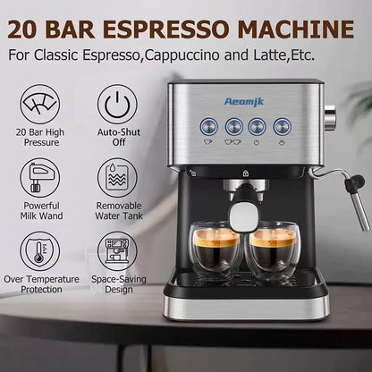 Professional Barista Espresso Machine – 110/220V with Automatic Milk Frother