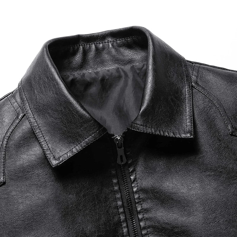 Men’s Retro Fleece Leather Jacket (Plus Size)