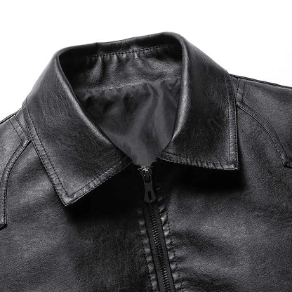 Men’s Retro Fleece Leather Jacket (Plus Size)