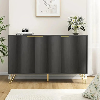 47.2" Modern Fluted Sideboard Cabinet with 3 Doors & Adjustable Shelves