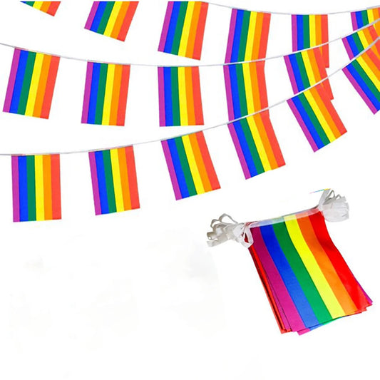 Rainbow string Flags 20pcsset/14x21cm Rainbow  Flags Banner LGBT Pride Lesbian Gay Parades string