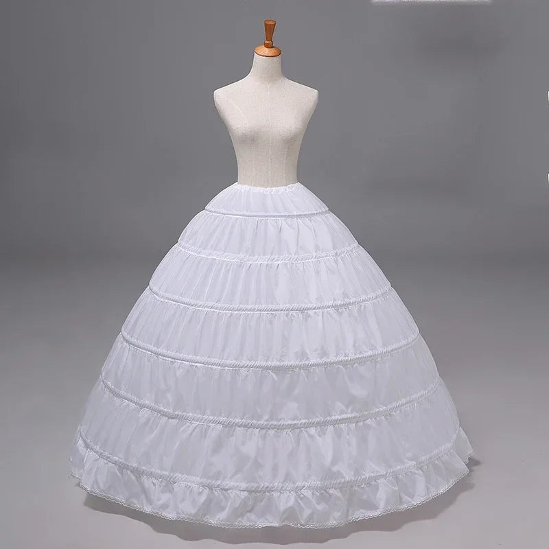 White 6‑Hoop Petticoat (Ball Gown Wedding &amp; Quinceañera Underskirt)