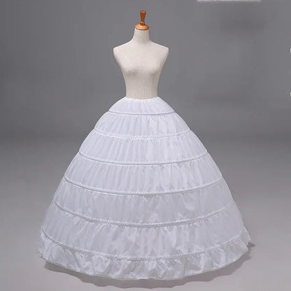 White 6‑Hoop Petticoat (Ball Gown Wedding &amp; Quinceañera Underskirt)