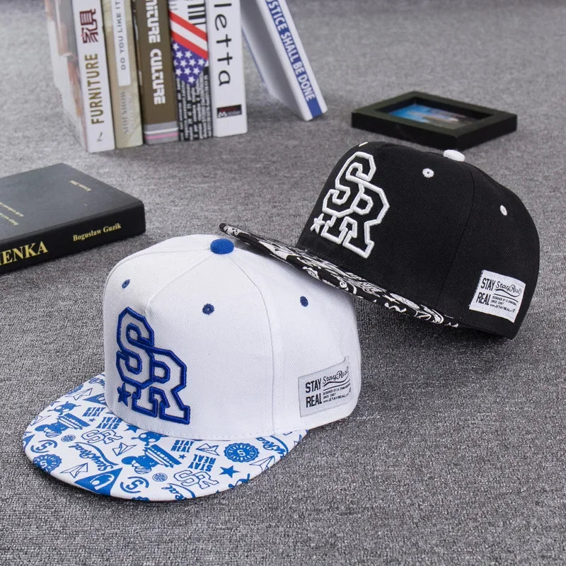 Fashion Embroidery letter SR baseball cap hip hop hat men and women outdoor sports and leisure flat shade snapback cap