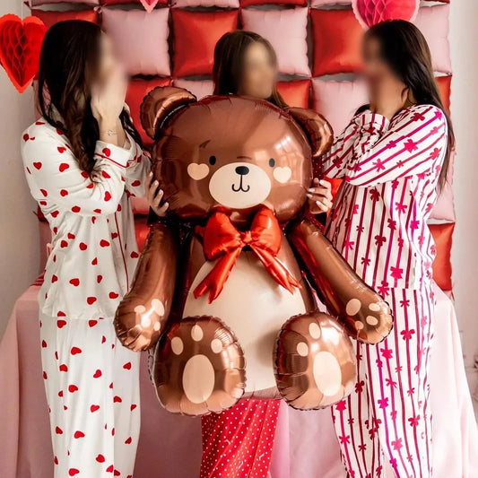 1pc3D Cute Cartoon Embracing Bear Aluminum Film Balloon for Birthday Party, Valentine's Day, Bridal Gift Party, Wedding, Shower