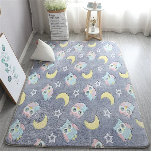 Multicolour Stars Pattern Glow in The Dark Area Rug Horse Area Rug Living Room Carpet Luminous Area Rug Indoor Rugs for Children
