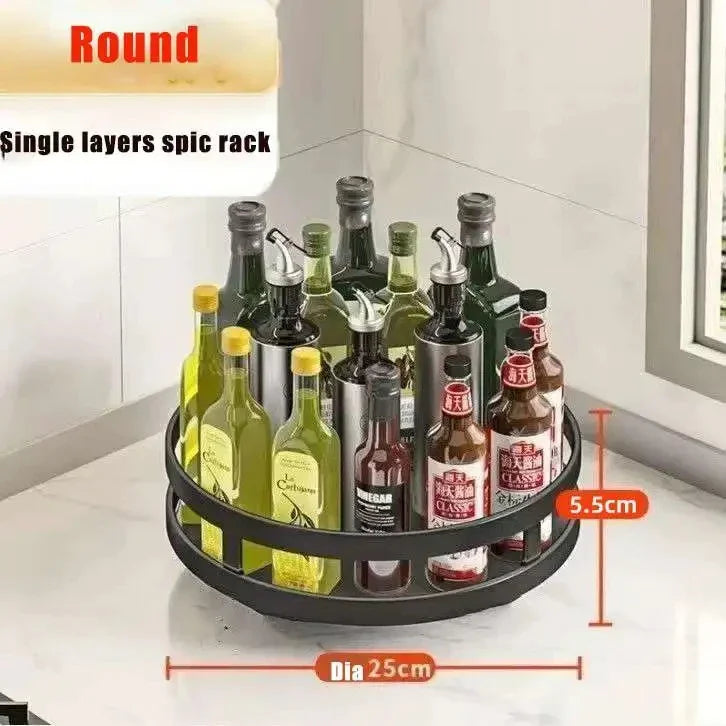 360 Rotation Spice Rack Multi-Layer Spices Seasonings Storage Tray Kitchen Organizer